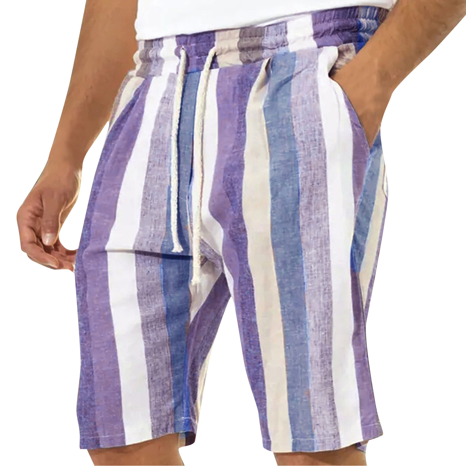 Short capris léger et décontracté pour hommes, avec cordon de serrage à la taille élastique, poche de ceinture de yoga de plage_voghion.com