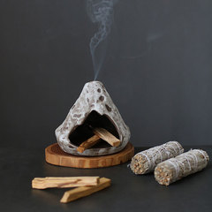 国境を越えたペルーの聖木燃焼トレイPalo Santo holder陶磁器香薫炉器鼠尾草スタンド