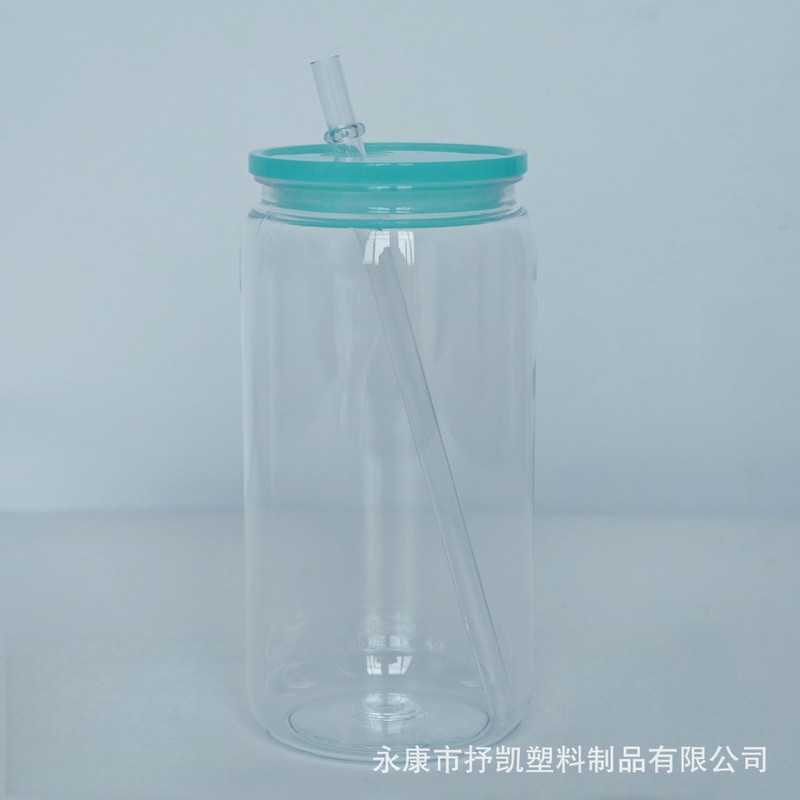 国境を越えて人気のカラーカバーPC素材透明プラスチックカップ16オンスメイソンジャー高見えエコストローカップロゴ入り可能|undefined