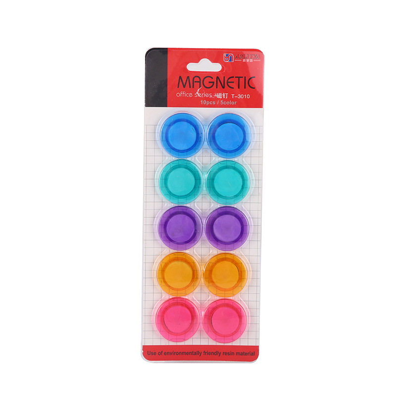 彩色透明圆形数字磁钉磁铁白板配件塑料磁扣办公用品文具磁粒批发详情2