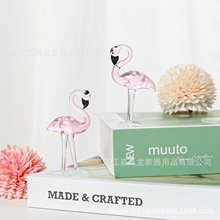 仿真粉色火烈鸟水晶动物摆件创意工艺品家居玄关桌面装饰道具跨境