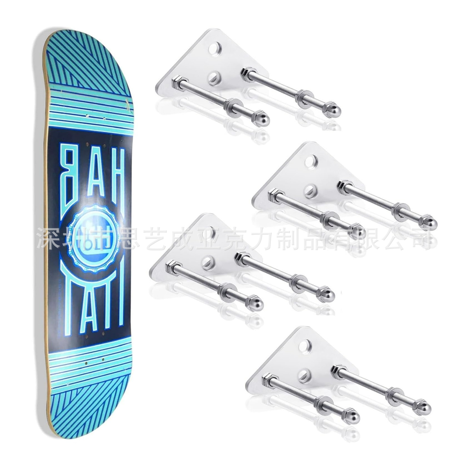 silver skateboard wall bracket metal skateboard rack horizontal or vertical floating skateboard deck display rack