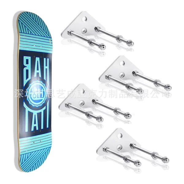 silver skateboard wall bracket metal skateboard rack horizontal or vertical floating skateboard deck display rack