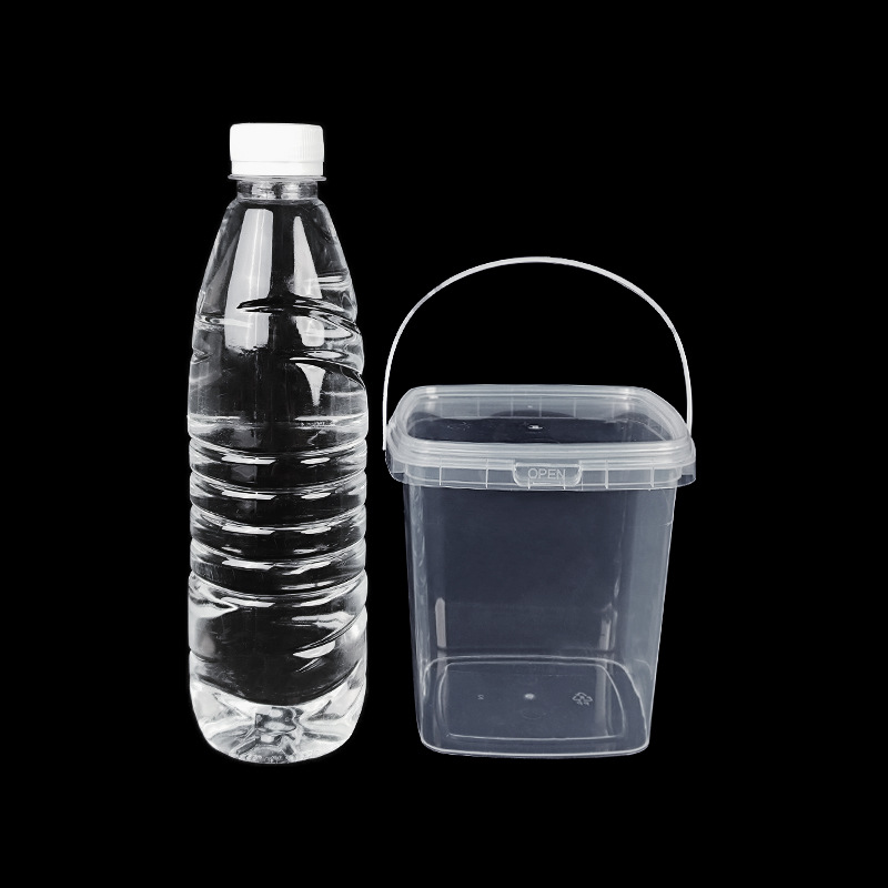 Covered Handheld 1000ML Plastic Square Bucket Fruit Salad Grass Jelly Sealing Bucket Children's Toy Snack Storage Bucket