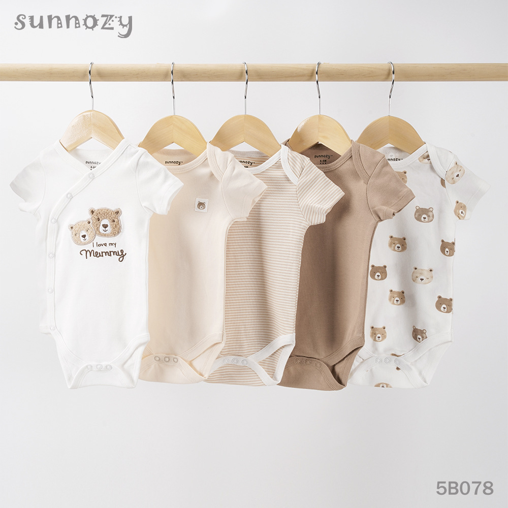 Bebés y bebés Sunnozy comercio exterior lindos mangas cortas chaqueta de triángulo conjunto de escalada fábrica al por mayor