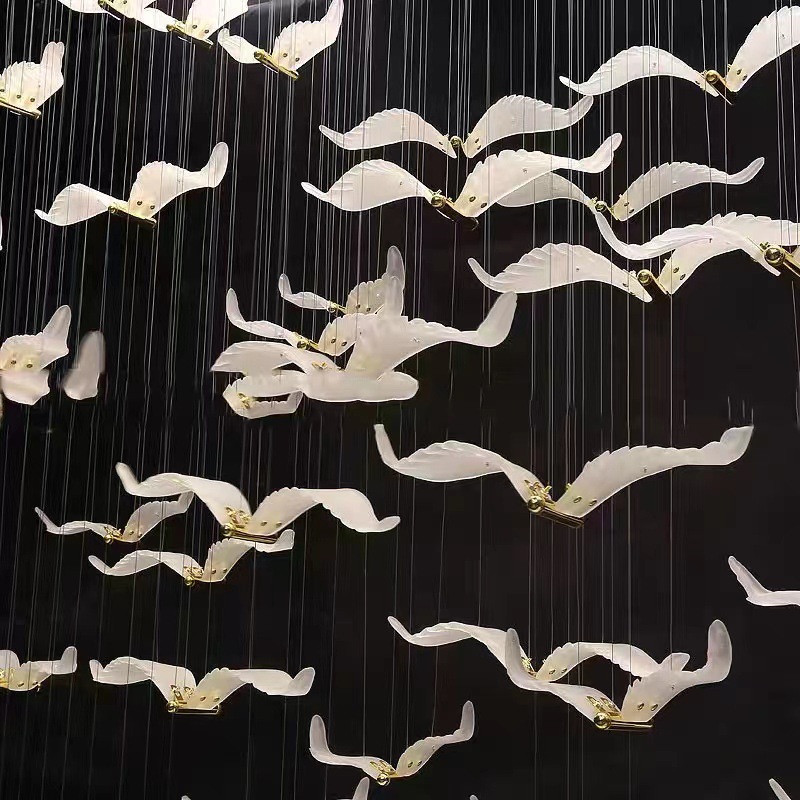 Hotel lobby sales office model bird lamp shopping mall art decoration corridor passageway exhibition hall seagull pendant lamp
