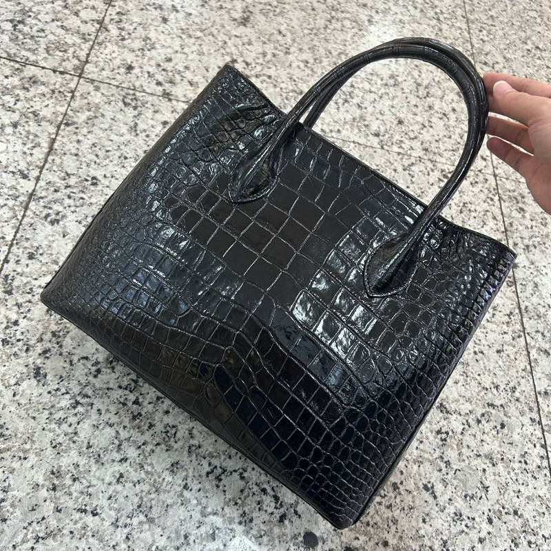 25 New Crocodile Leather Handbag Women's Casual All-match Real Crocodile Belly Women's Bag Fashionable One-shoulder Crossbody Bag