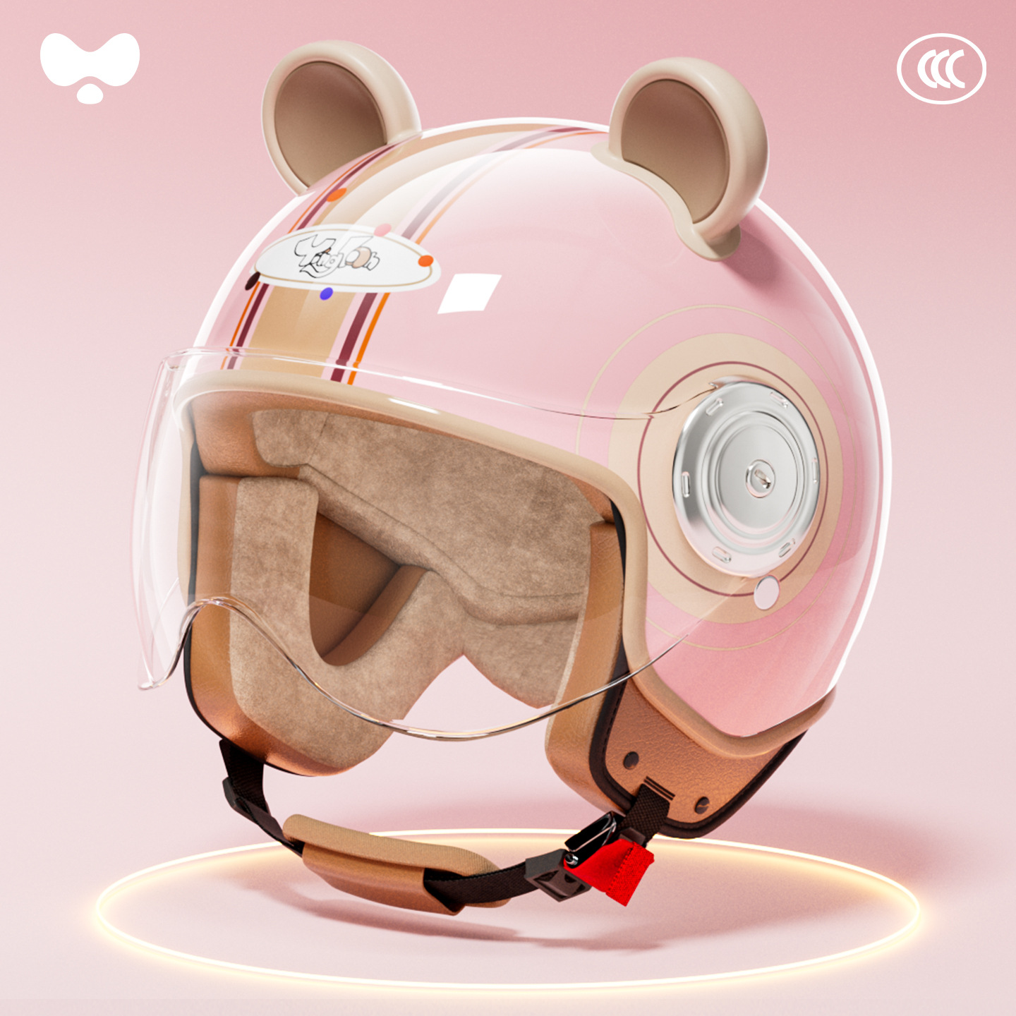 Helmet, Motuoche Motosiklet kaskı (dəbilqə) - 3c-adult-pink-hd-short-mirror-class-a-one-size