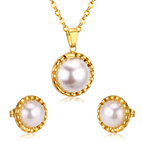 Stainless steel set cross-border hot selling simple fashion jewelry earrings necklace set decorations wholesale for women manufacturers