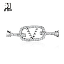 珍珠DIY配件輕奢V字形高級S925純銀項鏈手鏈串珠搭扣收尾扣