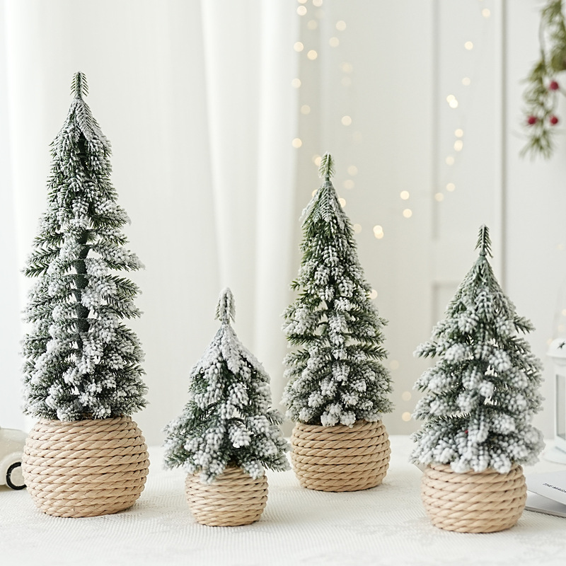 卓上ミニクリスマスツリー飾り PE植毛グリーン ショーウィンドウ装飾 パーティーデコレーション小道具 クリスマス雰囲気|undefined