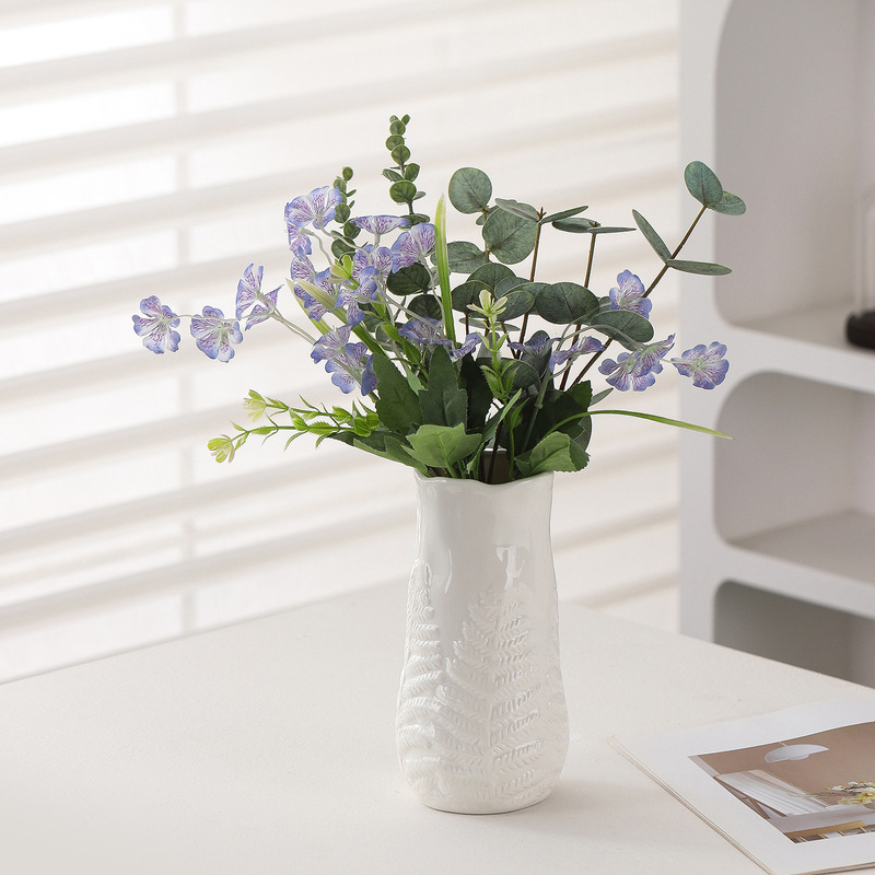 New Style Ceramic Vase with White Light Luxury Relief Design, Suitable for Living Room, Entrance, Hotel Decoration, Hydroponic Flower Container, Cross-Border New Style Ceramic Vase with White Light Luxury Relief Design, Suitable for Living Room, Entrance, Hotel Decoration, Hydroponic Flower Container, Cross-Border