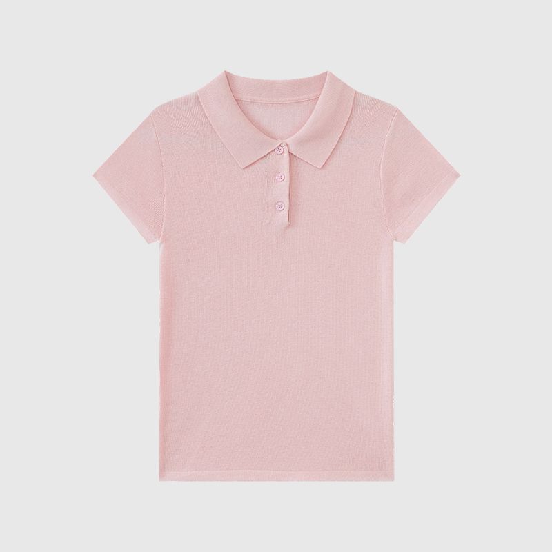 高级感纯色polo领短袖针织衫女装2026夏季新款修身显瘦超好看上衣