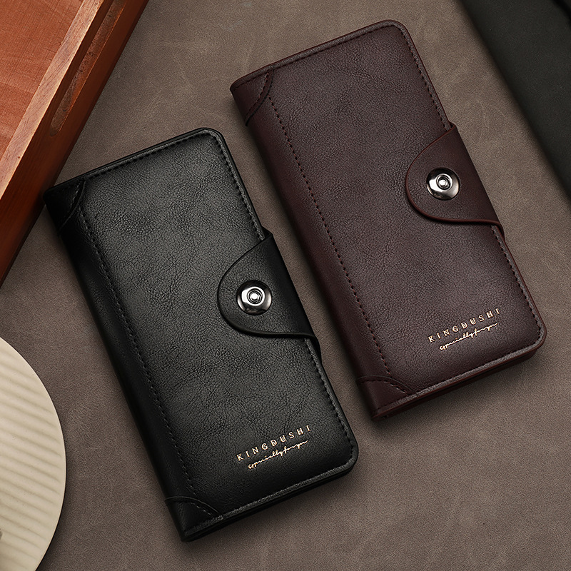 Men's Wallet Long Magnetic Buckle Suit Bag Multi-Card Slot Card Holder Id Holder Men's Fashion Three-In-One Wallet Wholesale