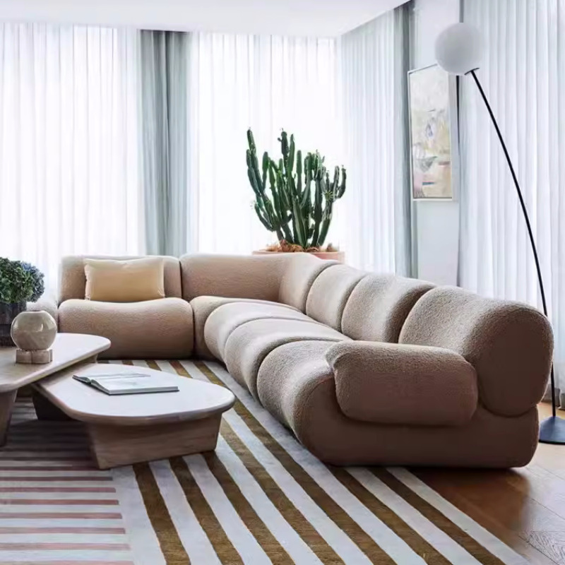 Sofá de compresión al vacío Nordic Wabi-Jifeng Lemmy Ligero Diseño de lujo Módulo de esquina Sofá multijugador Combinación de sala de estar