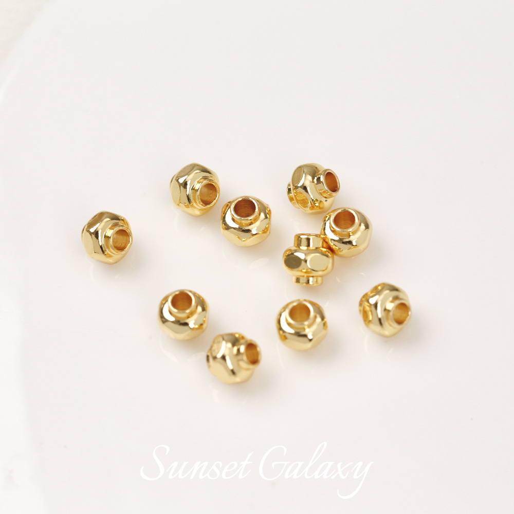 18k gold color retaining hexagonal lantern beads twisted tube beads loose beads handmade DIY string bracelet necklace jewelry accessories