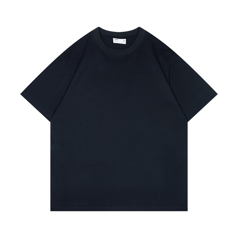 Nuevos productos de verano 260g camiseta de algodón pesado marca de moda calle suelta blanca de manga corta camisa de fondo de color sólido para hombre al por mayor