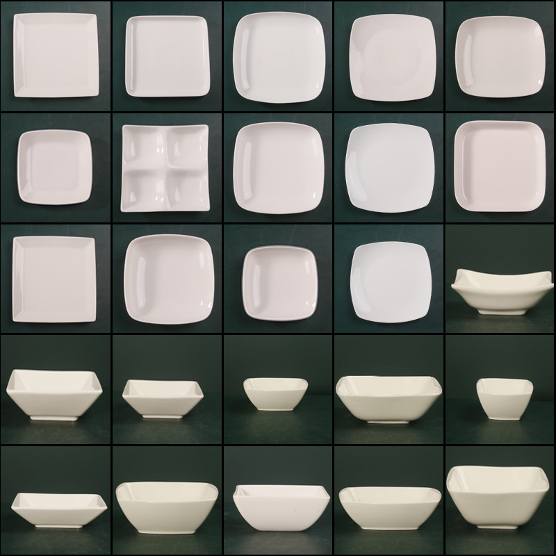 Plato vajilla de porcelana Jingdezhen blanco cuadrado plato de sopa de cerámica hogar creativo plato traje