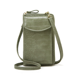 New Crocodile Pattern Mobile Phone Bag Can Be Worn on One Shoulder and Crossbody, Women's Vertical Coin Purse, Large Capacity Coin Bag, Card Holder Y908