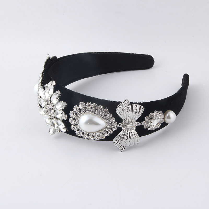 Baroque Diamond Flower Pearl Hair Hoop Hair Accessories Headdress display picture 3