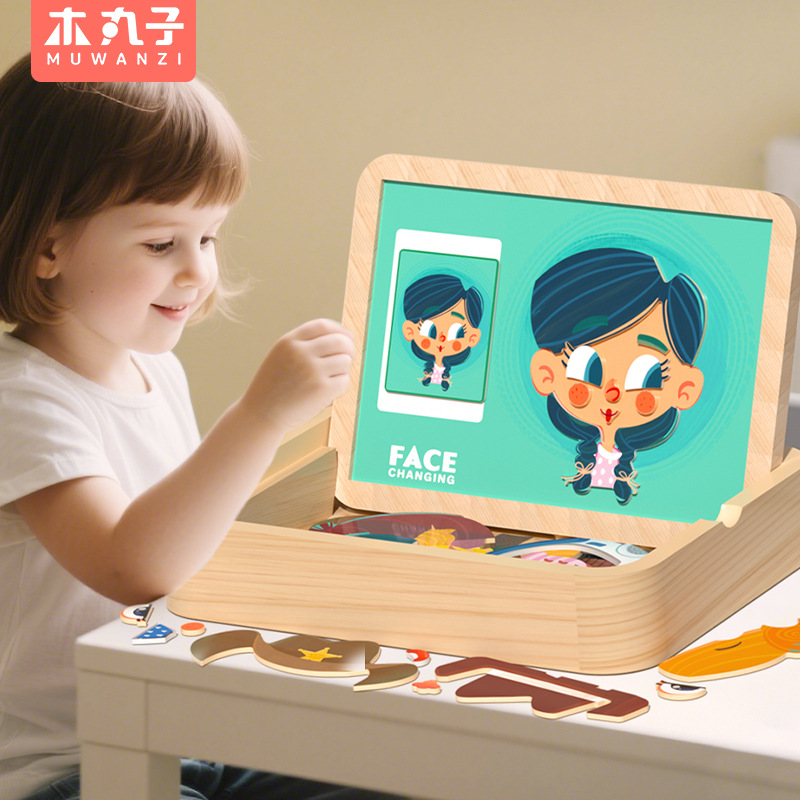 Puzzles magnéticos para niños Puzzles de doble cara Juguetes de puzzle patrón de bloque magnético emparejamiento niños niñas educación temprana
