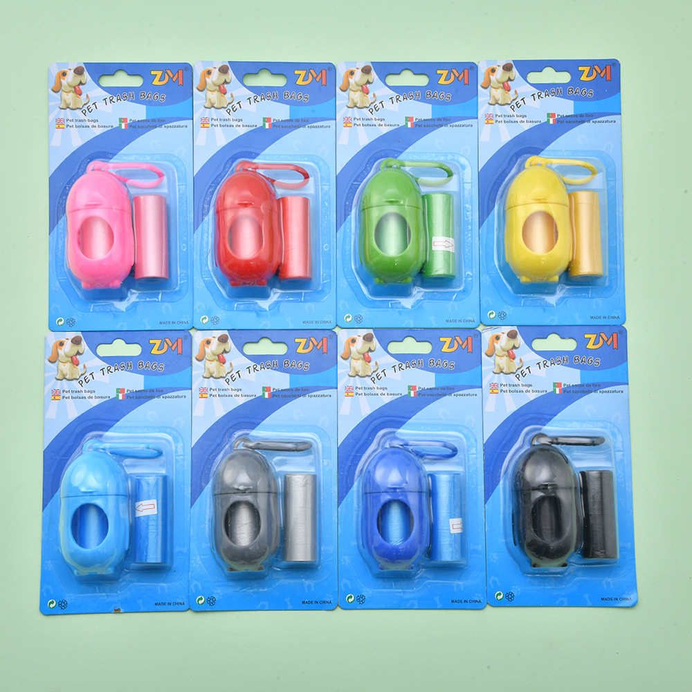 Penguin-style pet waste picker dog walking waste bag 2 rolls plain color trash bag dispenser with adhesive card set