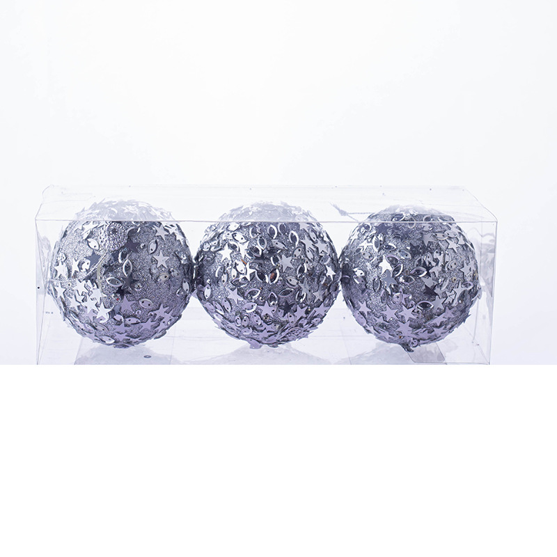 8m3 Paquete de plata lentejuelas de Navidad decoración árbol de Navidad colgando bola de espuma BOLA DE Navidad bola colgante de bricolaje Decoración