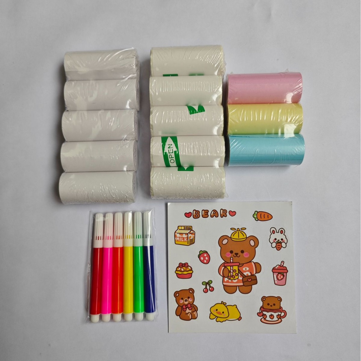 Mini impresora de papel térmico 57*25mm, etiqueta autoadhesiva, papel colorido, papel para recibos de caja registradora, papel para imprimir etiquetas
