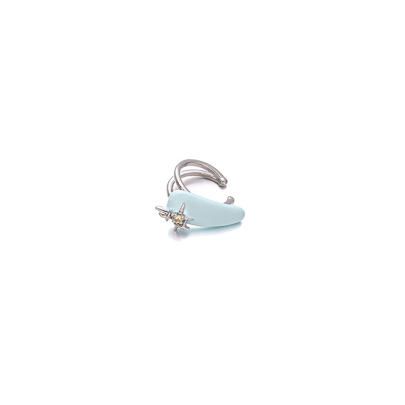 Japón y Corea del Sur dopamina color esmalte frío nicho de diseño original amor incrustado zircon diseño sin agujeros de orejas clip de hueso de orejas
