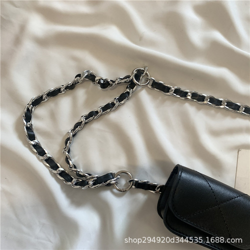 French retro chain woven waist chain for women, stylish metal belt, small bag accessory for women, cinching waist sash