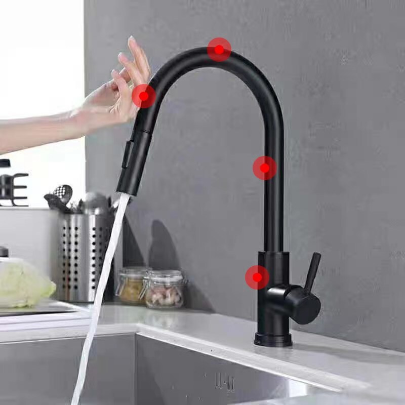 Intelligent touch sensor 304 stainless steel pull touch hot and cold faucet kitchen sink sink pull nozzle Intelligent touch sensor 304 stainless steel pull touch hot and cold faucet kitchen sink sink pull nozzle