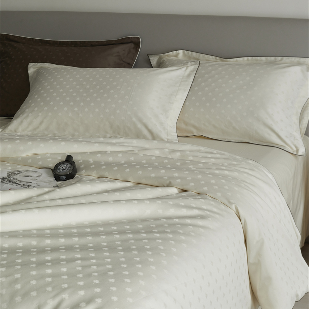 Super suave Clase A ~ 80s Aksu de fibra larga de algodón jacquard de cuatro piezas conjunto de alta calidad de algodón puro sábana apta para la piel sábana ajustable