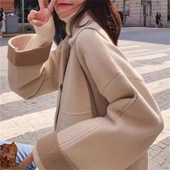 仿毛呢女装外套秋冬季新款设计感上衣高级感针织开衫仿双面呢大衣