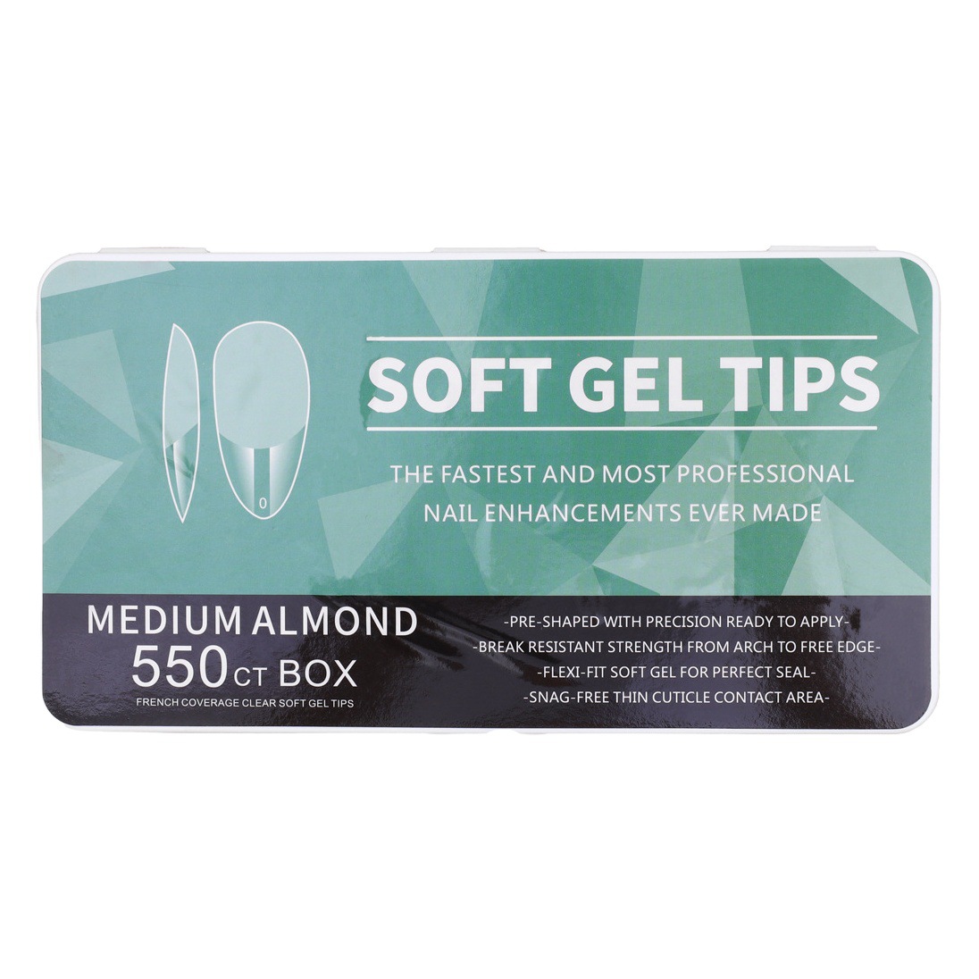 Amazon porcelana caliente caja blanca uñas esmalte de uñas ultra-delgada sin costura esmerilado largo gota de agua almendra tallado libre de molienda de uñas falsas