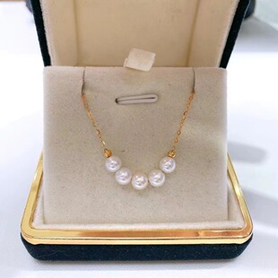 18K Gold Freshwater Pearl Baby's Breath Necklace, Round and Flawless Smile Necklace, Accessible Luxury and High-End Clavicle Chain for Women