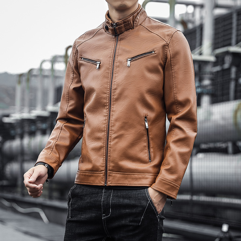 国境を越えたアマゾン男性pu皮衣コート男性潮青少年立襟パンク男性機関車皮衣ジャケット