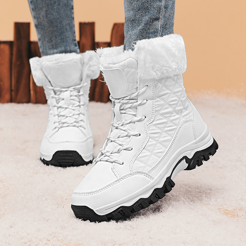 Botas de Nieve de Caña Alta para Mujer, Cuero Sintético, Térmicas para Viajes