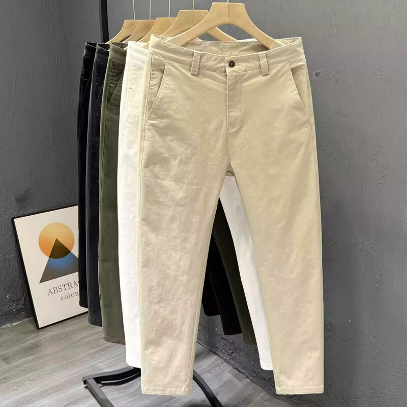 High-Quality Pure Cotton Versatile Breathable Straight-Leg British Style Simple Trendy Artistic Pants for Foreign Trade High-Quality Pure Cotton Versatile Breathable Straight-Leg British Style Simple Trendy Artistic Pants for Foreign Trade