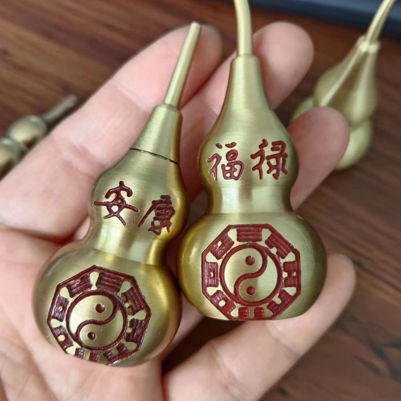 真鍮小さな中空ひょうたん干支オープンひょうたんキーホルダーアクセサリーユニセックス小さなペンダント卸売|undefined