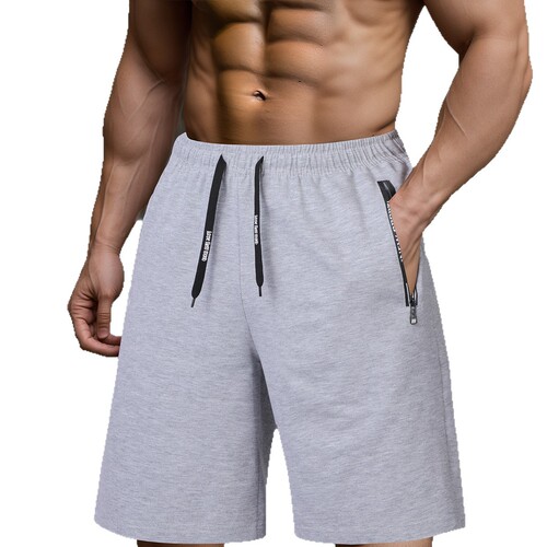 Euro-size men's loose sports shorts, side pockets, invisible zipper sports pants, fitness pants
