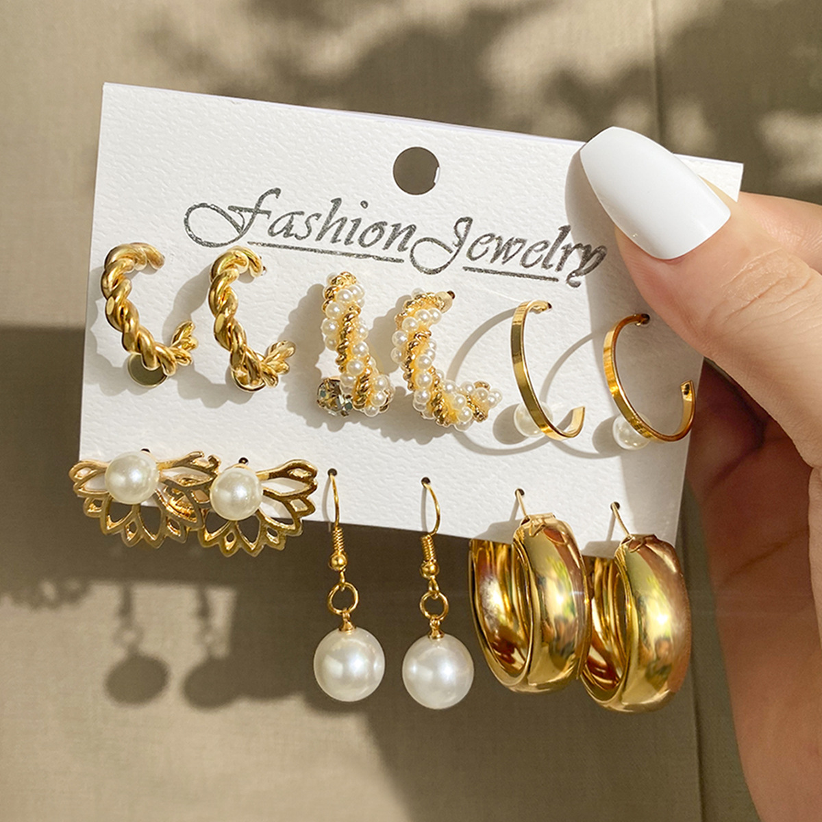 [Boho Mixed Styles Gold Women Female Pearl Elegant Earrings]
