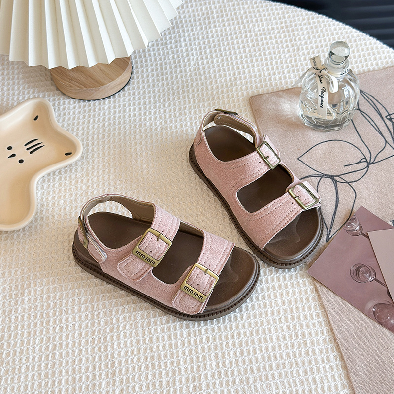 Zapatos romanos para niñas primavera y otoño 2026 nuevas sandalias de velcro de botellas de bot