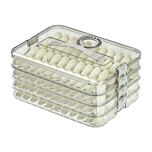 Large-capacity dumpling box, multi-layer frozen special quick-frozen food wonton dumpling timer refrigerator sealed storage box