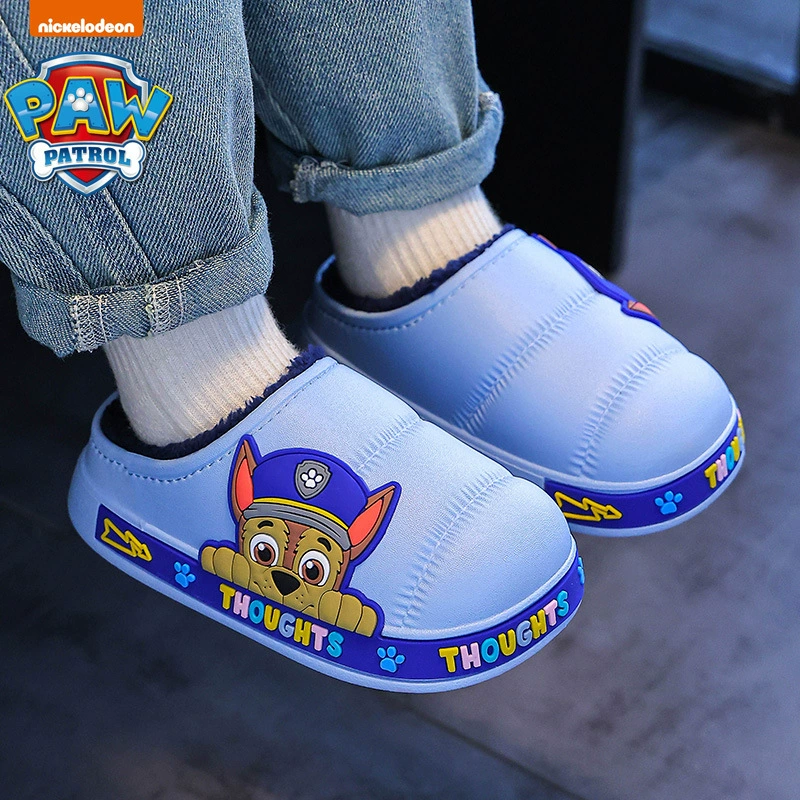 Детские тапочки Paw Patrol для летнего использования в помещении, хлопковые тапочки для мальчиков, детская обувь для улицы, нескользящие водонепроницаемые детские хлопковые тапочки для детей постарше.