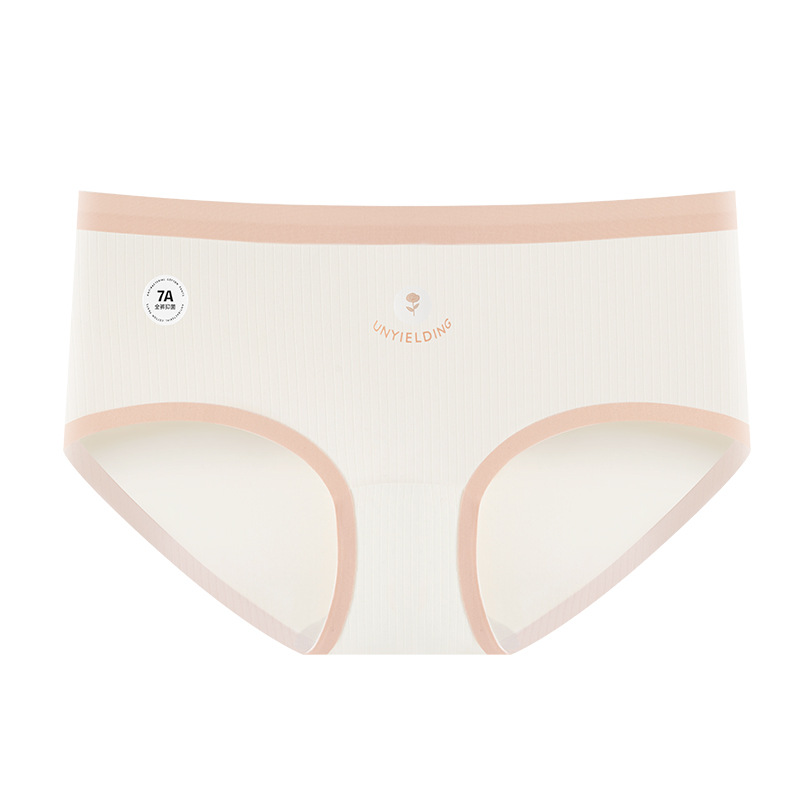 Seda de hielo sin costuras, cadera anti-pellizco, entrepierna de algodón puro, entrepierna antibacteriana, cintura media, sin costuras, ropa interior de mujer de una pieza de color de contraste de verano para niñas
