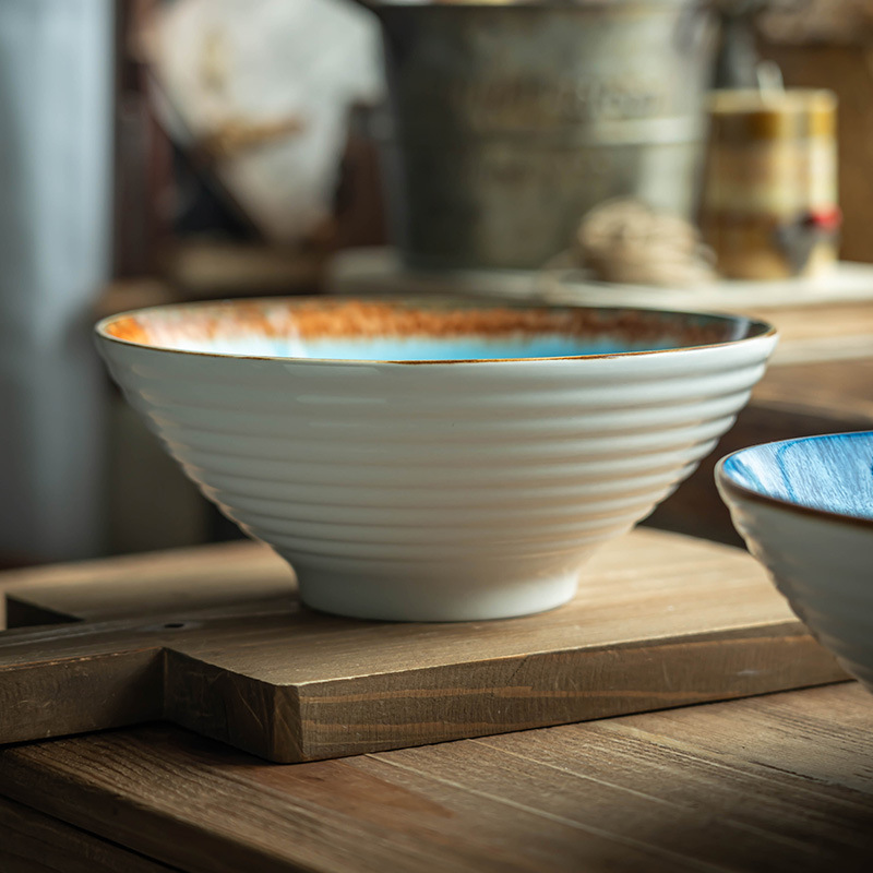 El estilo nórdico creativo de cerámica cuenco de grasa de alto nivel de sensación de horno para convertir en platos caseros cuenco de restaurante cuenco de ensalada cuenco de verduras mayorista