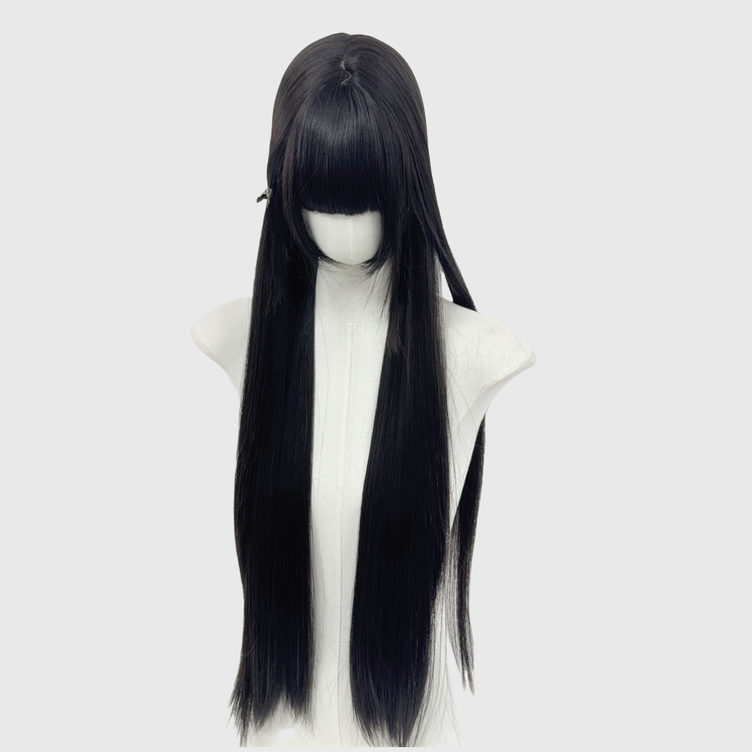 Japón Shaolo larga pelucas de cabello recto para mujeres 80cm versión alargada Lolita JK universal larga pelucas negras rectas