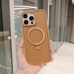 适用iphone17ProMax磁吸支架手机壳肤感苹果16创意磨砂15防摔保护
