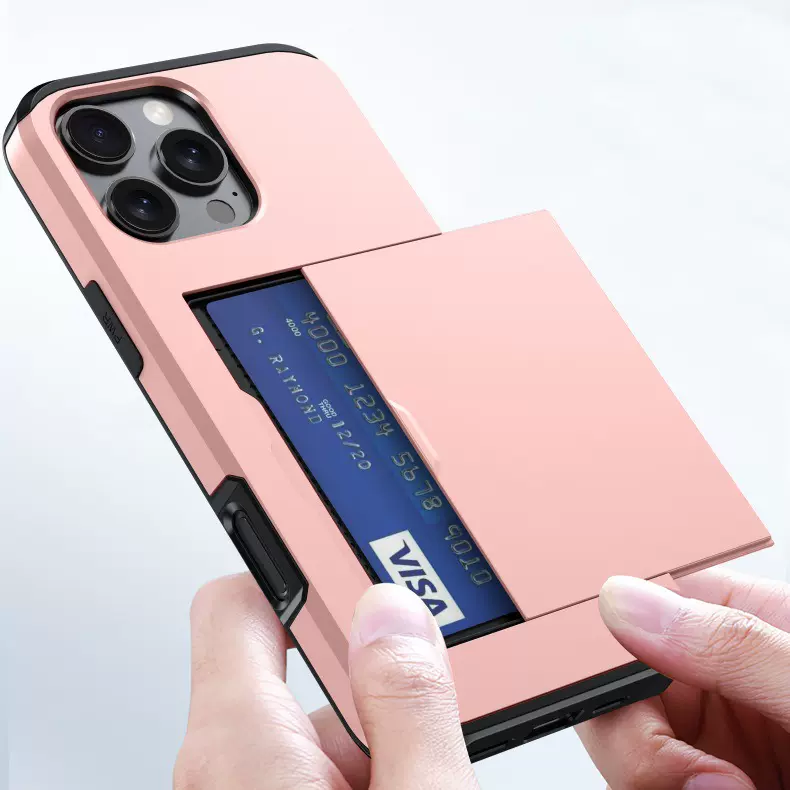 适用苹果16手机壳  iPhone15滑盖插卡钱包13Pro卡槽保护套XR定制