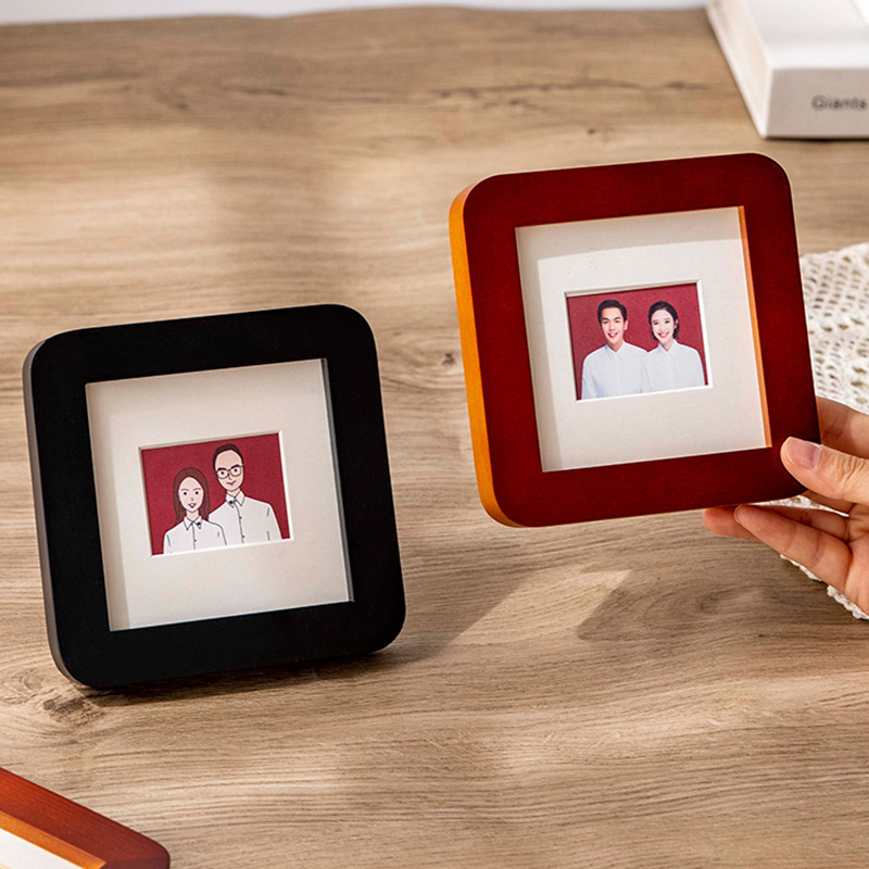 Wedding photo registration photo frame solid wood 2-inch ID photo anniversary couple's photo washing creative diy small table